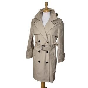 J.CREW New Icon Hooded Trench Coat Vintage Khaki Size Petite 10 Style# BF458